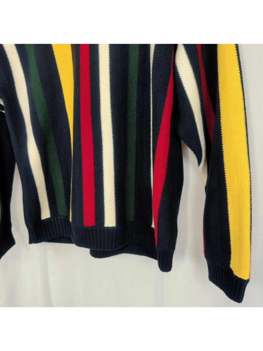 Vintage 90s  Ralph Lauren Sweater Large Stripe Knit Hand Framed - Picture 3 of 7